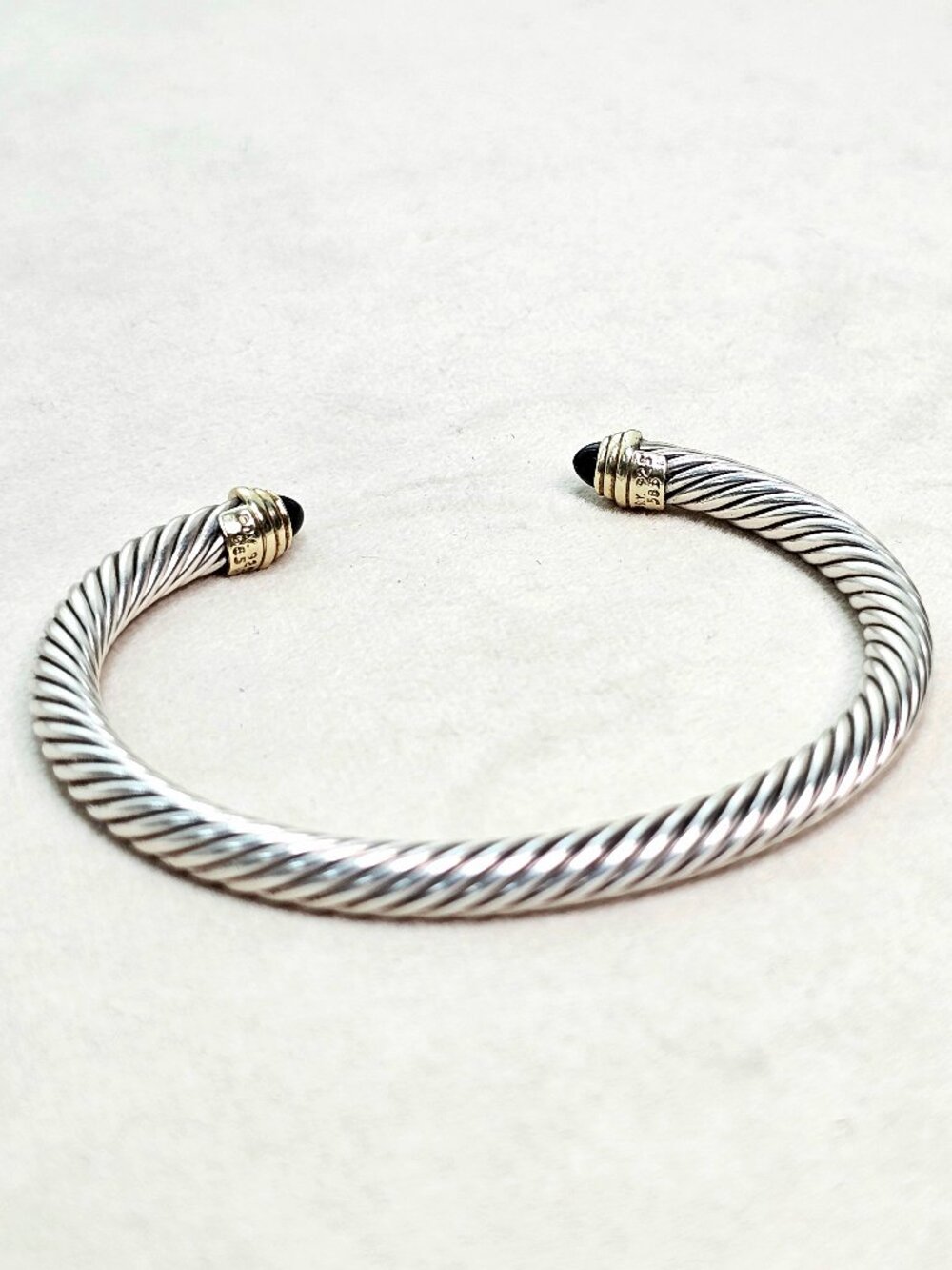 David Yurman Cable Classics Bracelet Black Onyx 14K Gold 5mm Size S - Picture 2 of 8